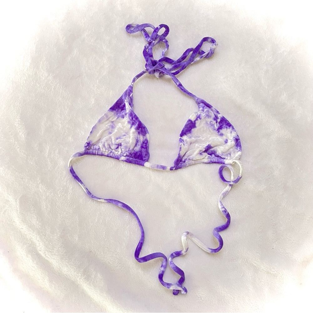 Frankie’s Bikinis Velvet Tie-Dye Bikini Top
